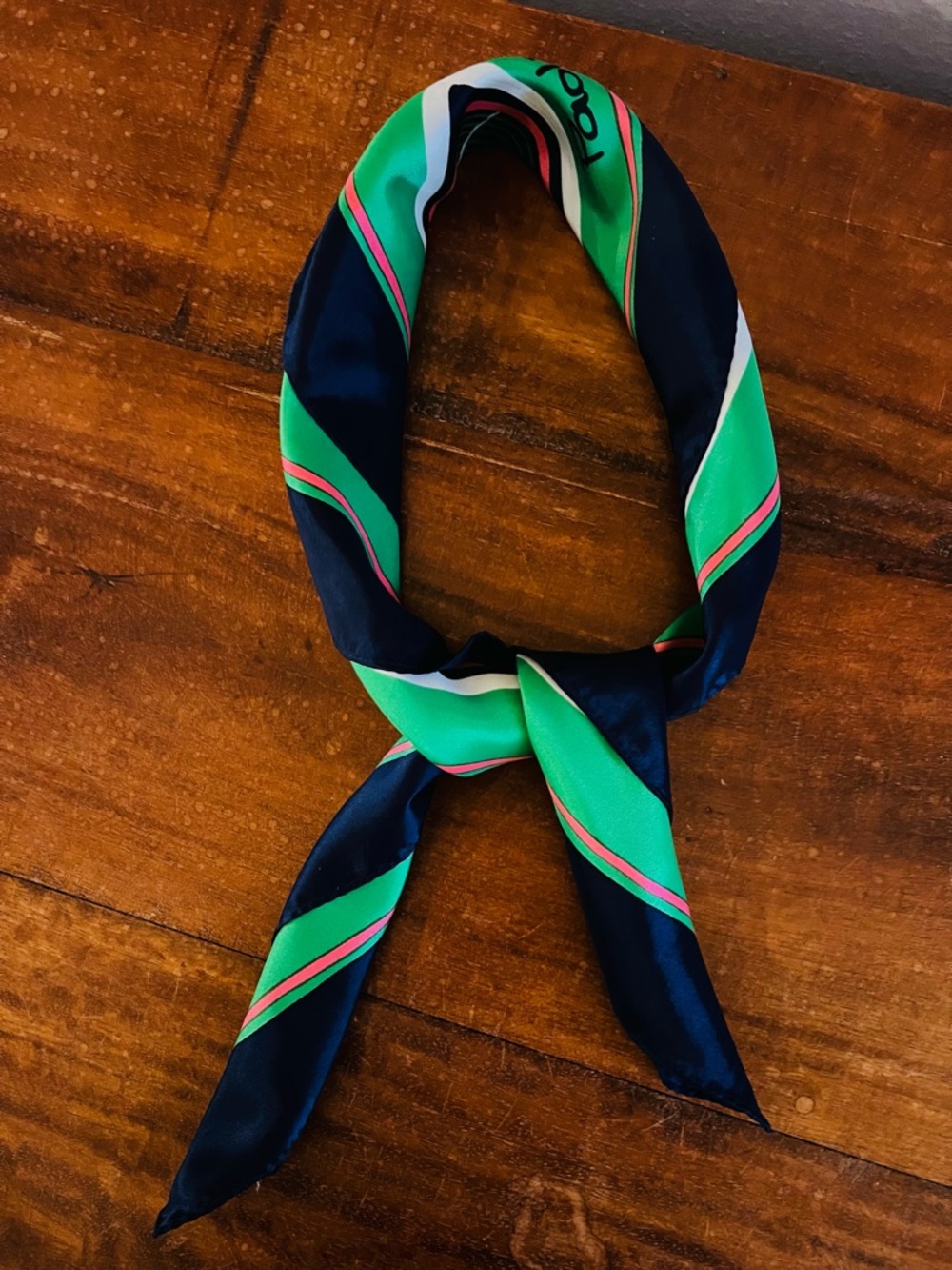 3/$20 Vintage Paoli Blue Green & Pink Square Scarf Satin Made in Japan